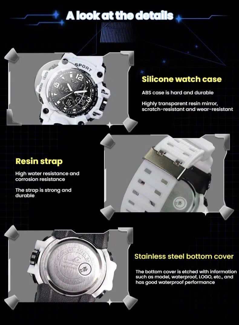 Sanda Men's Sports Watch, waterproof digital timer with alarm and screen, quartz, analog, electronic。Green-56mm - Image 4