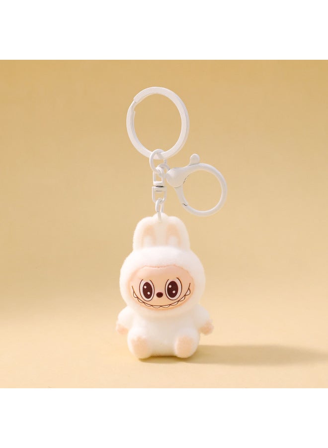 Cartoon Cute Labubu Flocked Key Pendant Labubu Doll Doll Bag Pendant Creative Small Gift Batch