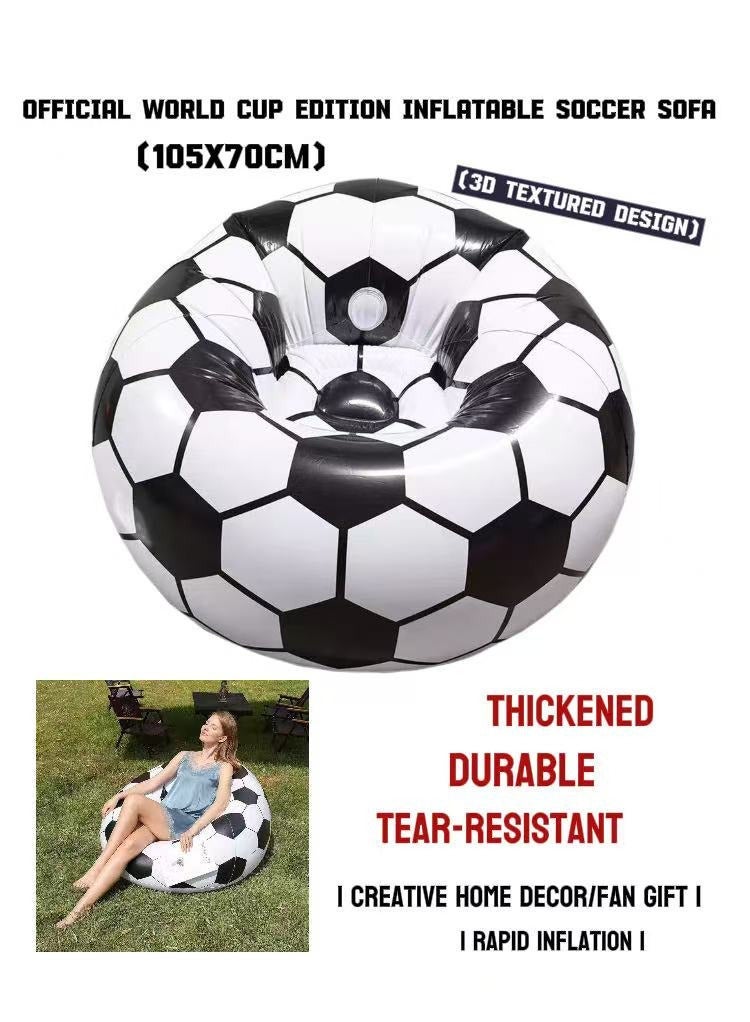 Official World Cup Edition Inflatable Soccer Sofa (105x70cm) | 3D Textured Design | Creative Home Decor/Fan Gift | Rapid Inflation | Thickened, Durable & Tear-Resistant