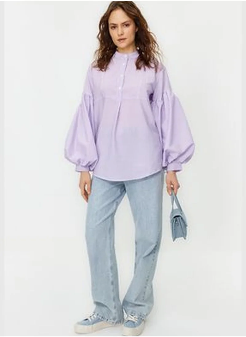 trendyol Lilac Balloon Sleeve Woven Seeer Tunic TCTSS24UK00017