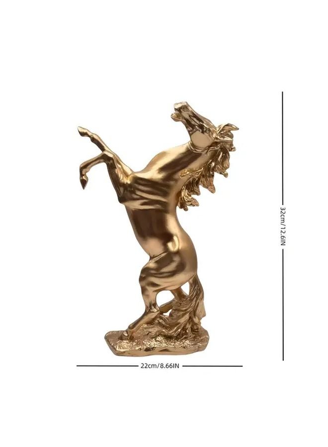 Golden War Horse Resin Statue Dynamic Galloping Posture Home Office Decor - Image 4