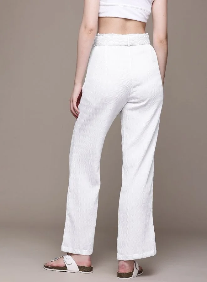 Freehand  Women Regular Fit Textured High Rise Pant  | Best Price UAE