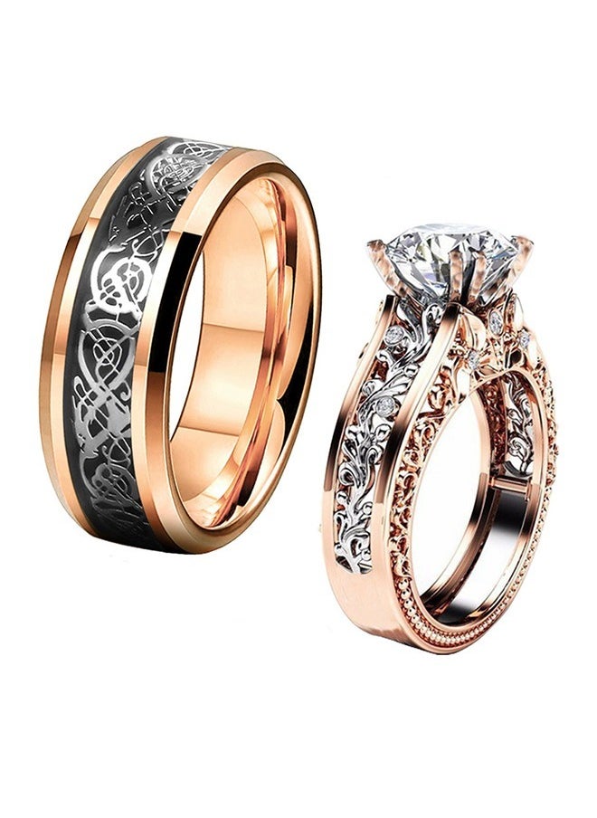 Beyond Couples Promise Rings, Anti Fading Titanium Engagement Ring, Suitable As A Couple Gift and Wedding Ring (Black+Rose Gold)  - Image 1
