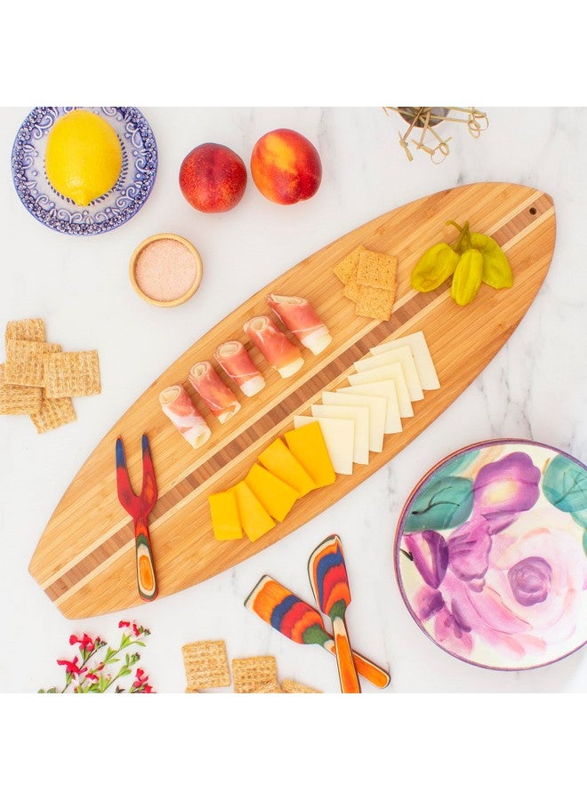 Totally Bamboo Surfboard Shaped Bamboo Wood Cutting Board and Charcuterie Serving Board, 23" x 7-1/2" - Image 2