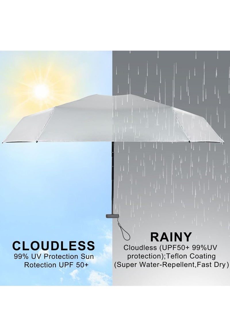 KASTWAVE Folding Umbrellas Mini Small Travel Lightweight Umbrella For Purse Upf 50+ Uv Protection For Rain Sun 5 Fold Umbrella For Women Girls Kids Multiple Colors - Image 3