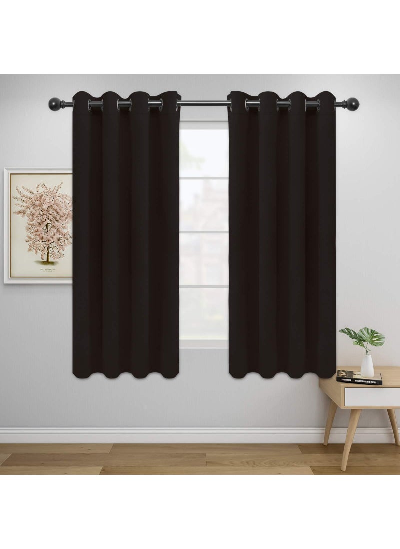 Easy-Going EasyGoing Blackout Curtains for Bedroom Solid Thermal Insulated Grommet and Noise Reduction Window Drapes Room Darkening Curtains for Living Room 2 Panels 52x63 inDark Brown 