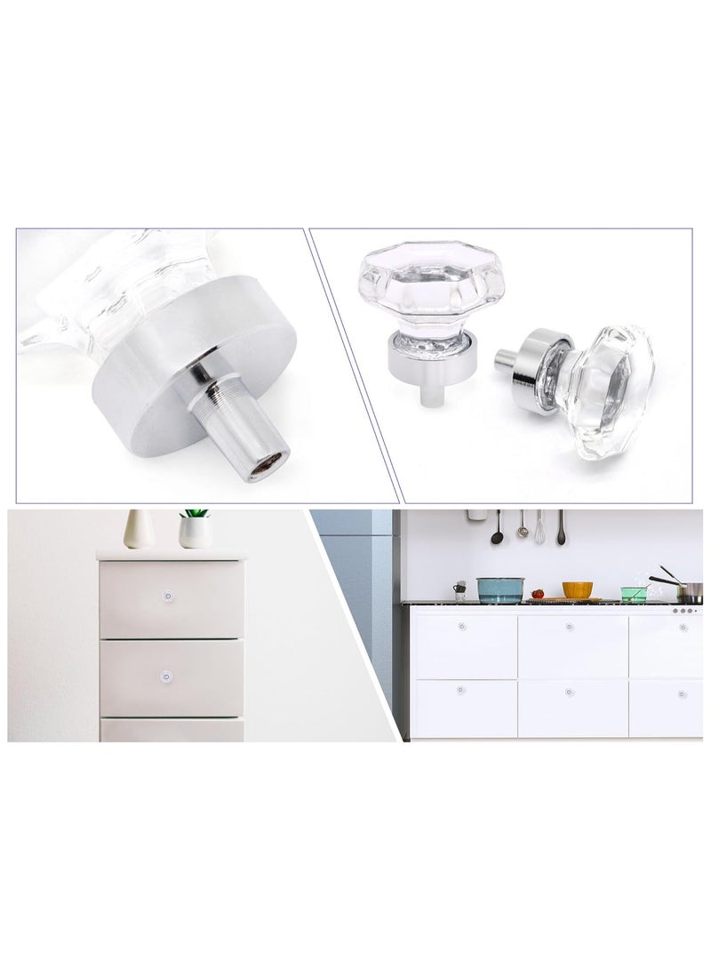 SOLARAE Crystal Glass Drawer Pulls and Knobs, 6 Pcs Clear Octagon Design for Upgrading Cabinets, Dressers, and Armoires, Easy to Clean (Includes Screws) - Image 3