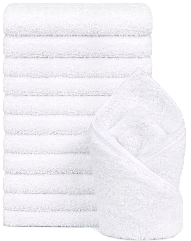 Orighty 12Pack White Hand Towels  Quick Drying  Absorbent Microfiber Gym Towels 16x28 inches  Lightweight  Thin White Yoga Towels  MultiPurpose Camping Towels for SPA Hotel  Bathroom