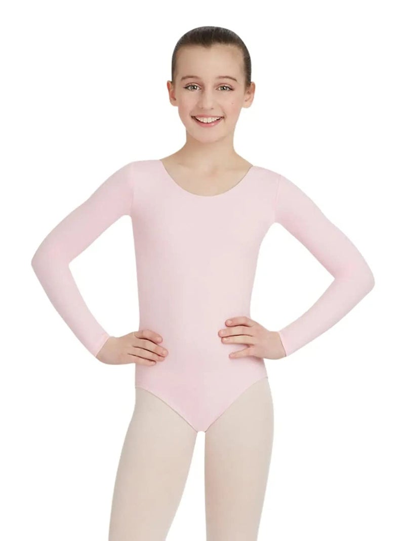 Capezio Little Girls' Team Basics Long Sleeve Leotard,Pink,S (4-6) - Image 3