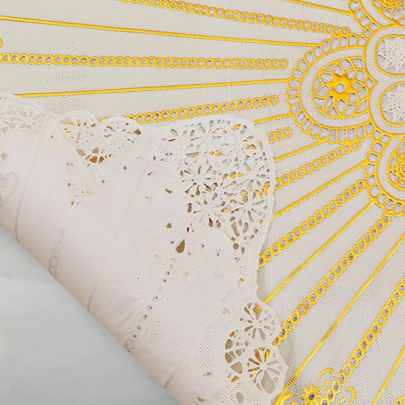 Dakshya Industries Printed Anti Skid Waterproof Runner for Center Table Suitable for 4 Seater Fabric Exclusive Pattern Table Runner Size 33 x 16 Inch Color Golden Runner2  - Image 5