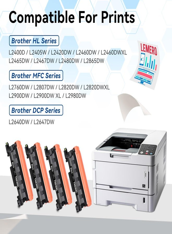 LEMERO Compatible Toner Cartridge Replacement for Brother TN830XL TN830 XL High Yield Toner Cartridge Work with DCP-L2640DW HL-L2460DW HL-L2480DW HL-L2405W MFC-L2820DW Printer 830XL 4-Black - Image 3