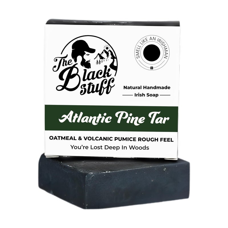 The Black Stuff Pine Tar Soap  Mens Bar Soap Made with Pine Tar Organic Ingredients and Essential Oils  Handmade Cold Process Body Soap for Men  Moisturizing and Cleansing organic Bath Soaps