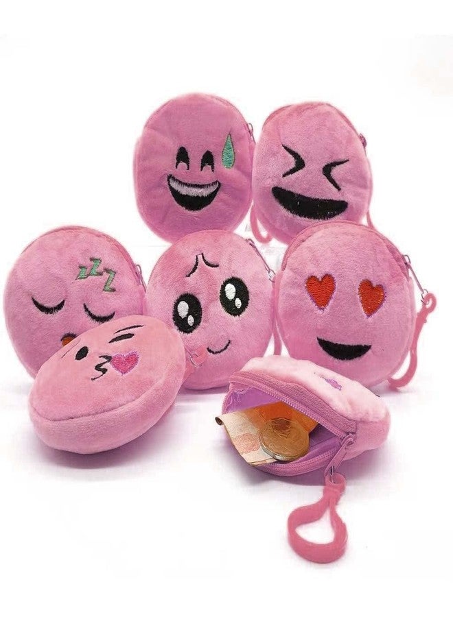 Utkarsh Smiley Pink Coin Pouch Purse Case Wallet Best Birthday Return Gifts Boys,Girls & Kids Pack of 6 - Image 1