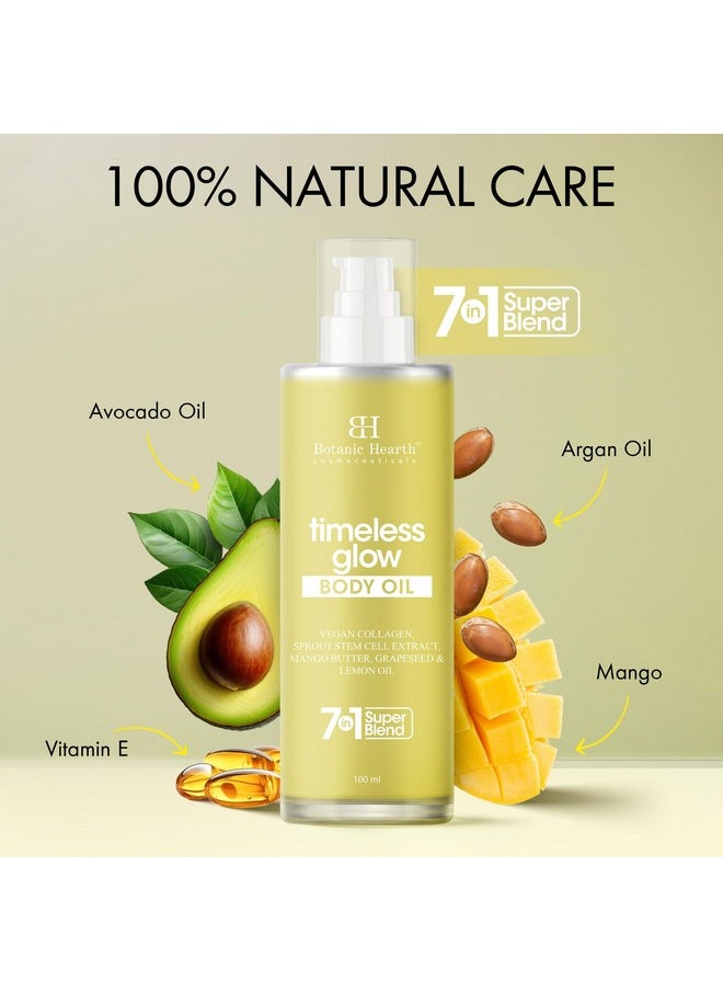 Botanic Hearth Botanic Hearth Timeless Glow Body Oil 100 ml - Anti-Aging Hydrating Oil with Vegan Collagen, Sprout Stem Cell Extract, Mango Butter, Grapeseed & Lemon oil for Soft & Youthful Skin | Men & Women  - Image 2