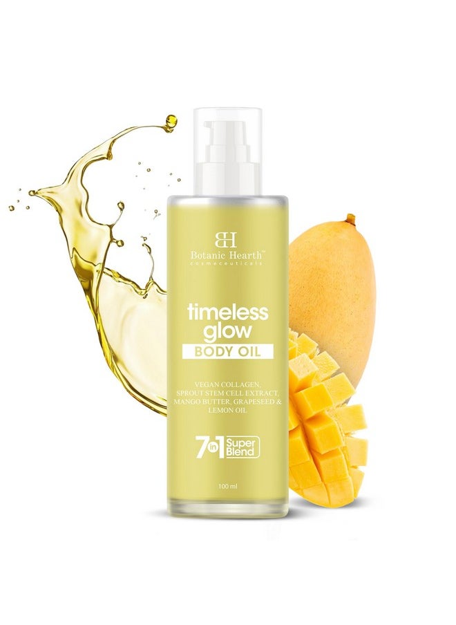 Botanic Hearth Botanic Hearth Timeless Glow Body Oil 100 ml - Anti-Aging Hydrating Oil with Vegan Collagen, Sprout Stem Cell Extract, Mango Butter, Grapeseed & Lemon oil for Soft & Youthful Skin | Men & Women  - Image 1