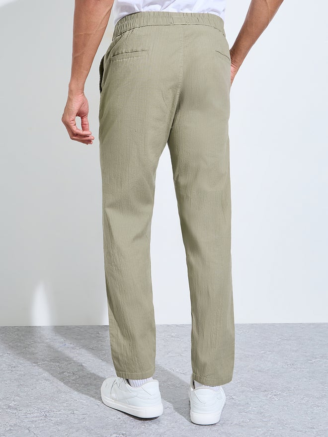Styli Men Cotton Slub Solid Pants with Side Pocket - Image 4