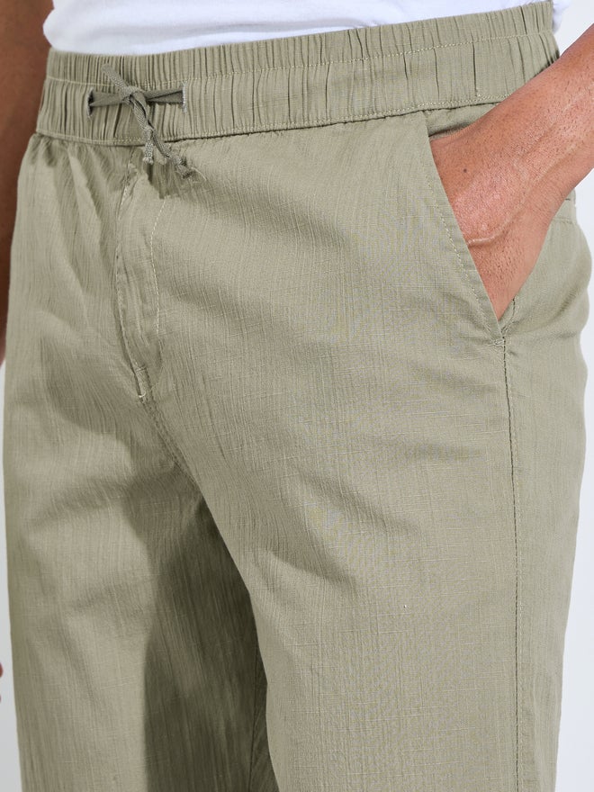 Styli Men Cotton Slub Solid Pants with Side Pocket - Image 3