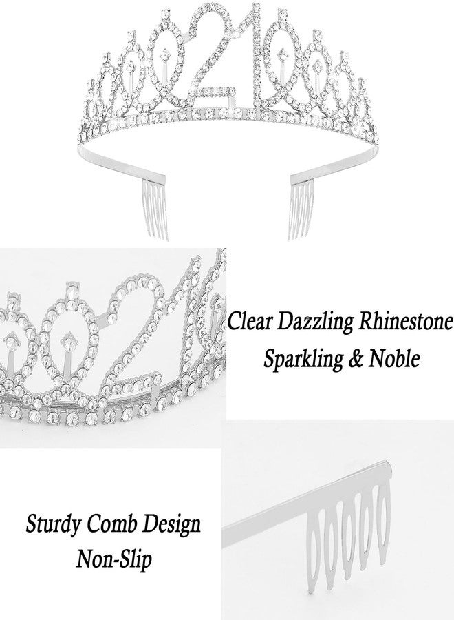 Kicosy Sliver Crown Princess Tiara Headband Crystal Tiaras for Party Hair Accessories - 21st Birthday Gifts for Her - Image 5