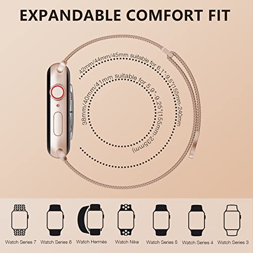 MARGE PLUS Compatible with Apple Watch Band 38mm 40mm 41mm 42mm 44mm 45mm 46mm 49mm Women Men, Stainless Steel Mesh Loop Magnetic Clasp Replacement for iWatch Series 11 10 9 8 7 6 5 4 SE3 SE2 Ultra 3 - Image 4