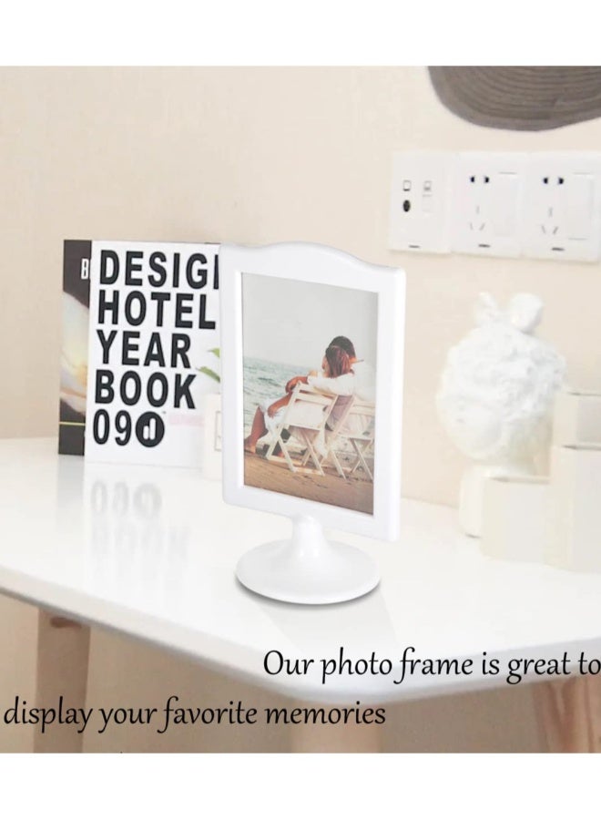إطارات صور قائمة مزدوجة الجانب، إطار صور بقاعدة بحجم 4x6 إنش، إطارات صور بلاستيكية مزدوجة الجانب لرقم الطاولة، طاولات الزفاف (أبيض، 4 قطع) - Image 3