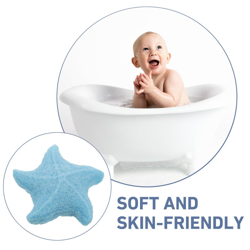 Blue Konjac Exfoliating Bath Sponge Body Scrubber for Shower and Bath - Image 4