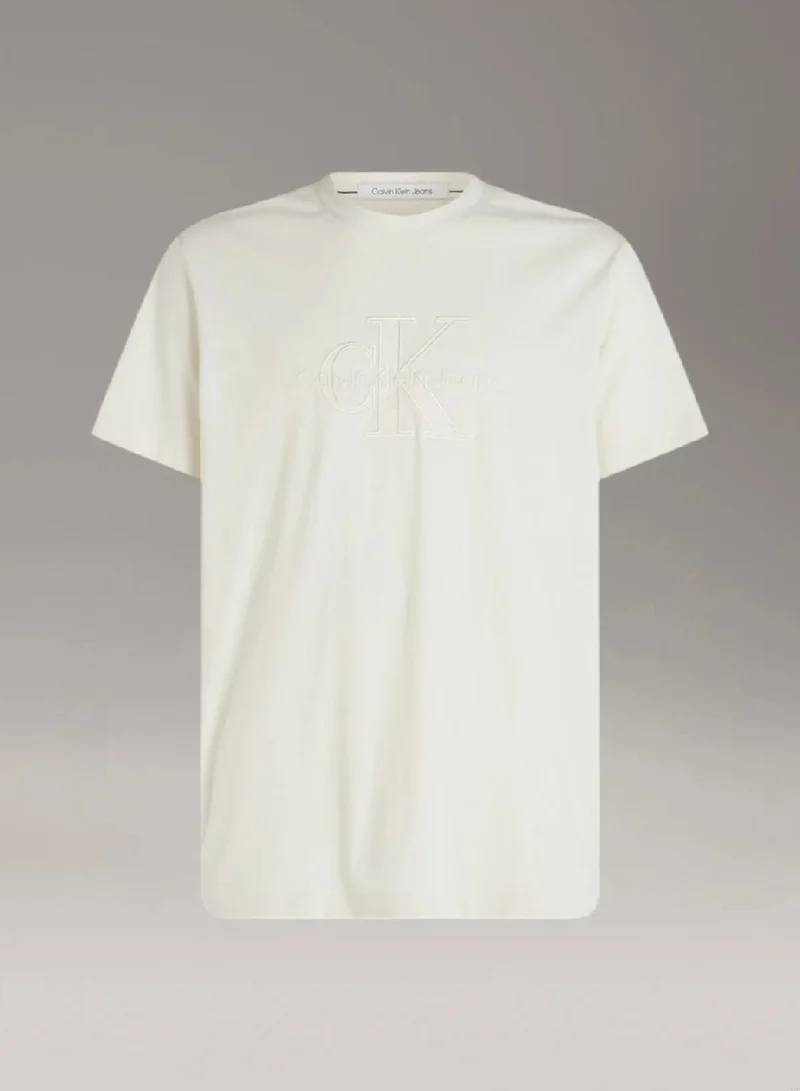 Calvin Klein Jeans Ivory Tonal Monogram T-shirt for Men | Best Price UAE