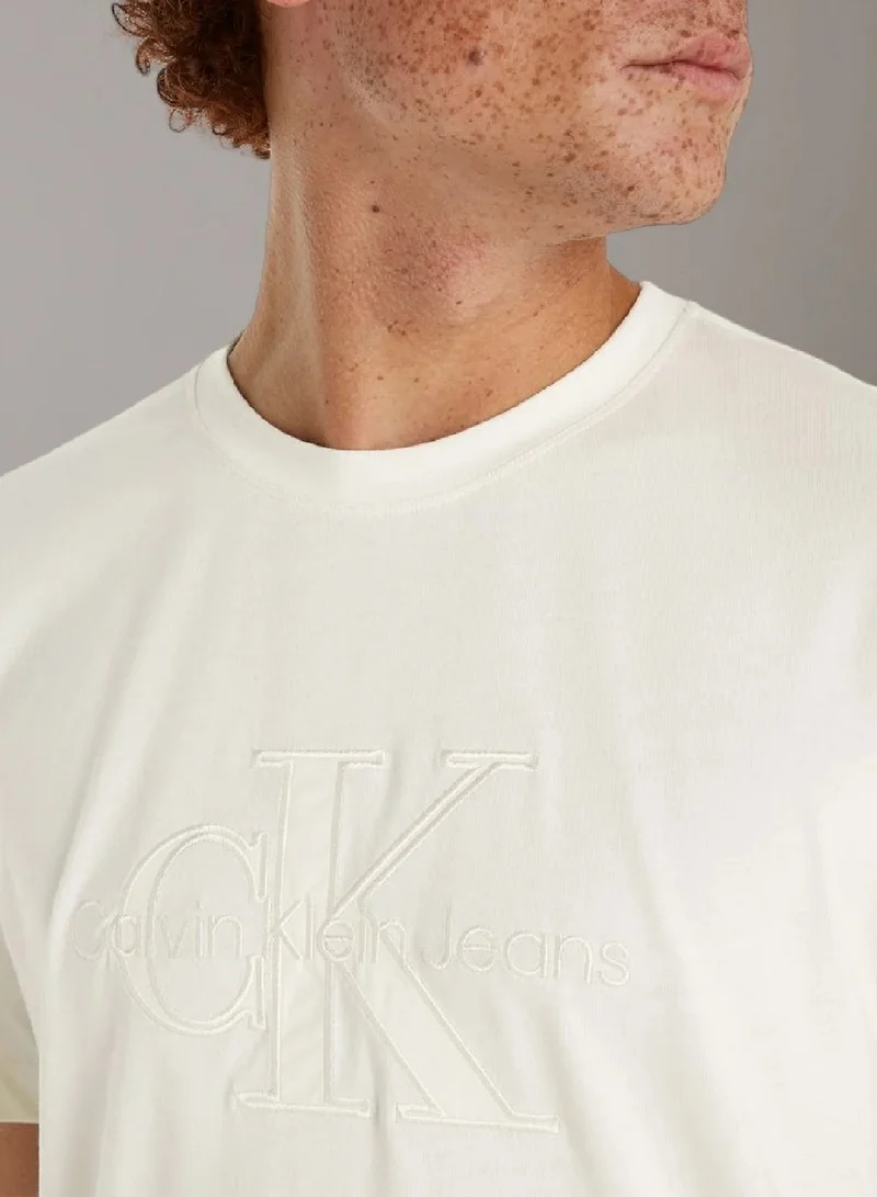 Calvin Klein Jeans Ivory Tonal Monogram T-shirt for Men | Best Price UAE