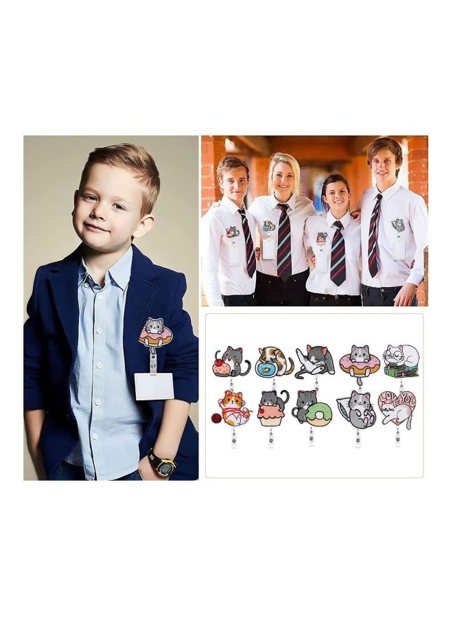 Generic Premium 10 Pcs Cat Badge Reel Set, Retractable & Decorative ID Card Holder with 360° Rotating Alligator Clip, Perfect for Nurses, Doctors, Teachers, Students - Image 5