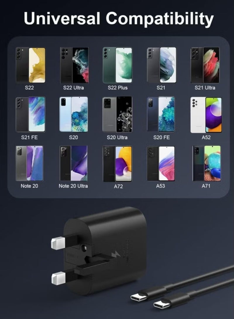 بروماس شاحن USB C 45 وات لهاتف Samsung Galaxy S22/S22+/S21/S21 FE/S21 Ultra/S20/A23 //A32/A33/A53/A73، النوع C PD3.0 وقابس شاحن فائق السرعة PPS مع كابل شحن 1.5 متر - Image 2