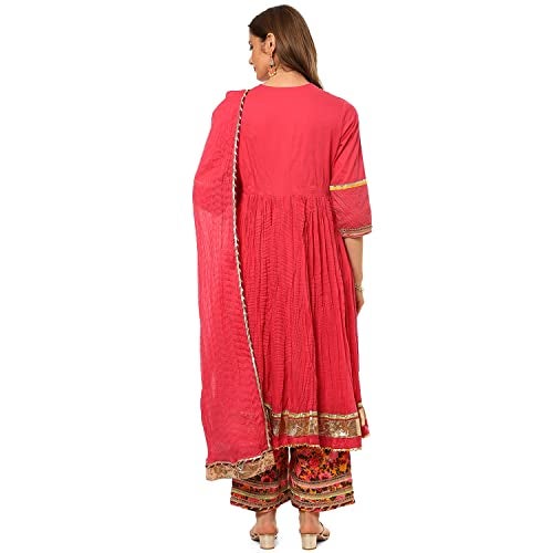 BIBA Women Solid Straight Salwar Cotton Kurta Pant With Dupatta (Skdassorted7670_Pink_32) - Image 4