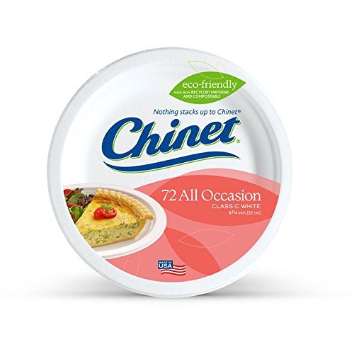 Chinet Classic White Round All Occasion Fiber Plates 875 Inch 72 Count