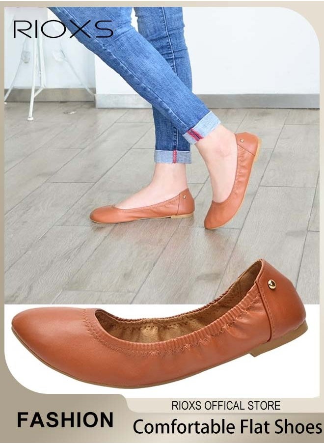 RIOXS Women's Belice Ballet Flat Ultra Soft Round Toe Slip on Comfortable Flat Shoes Walking Ballerina Shoes  - Image 1