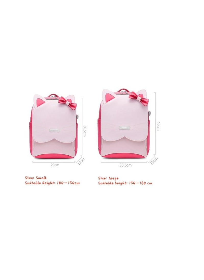Excefore - Kids Backpack, Cute Cat Face Waterproof School Bag, for Elementary School Grade 1-6, Widen Shoulder Strap, Comfort and Load Reduction, Reflective Shoulder Strap, for Girls Boys 100-130cm Tall - Image 1
