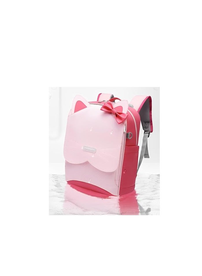 Excefore - Kids Backpack, Cute Cat Face Waterproof School Bag, for Elementary School Grade 1-6, Widen Shoulder Strap, Comfort and Load Reduction, Reflective Shoulder Strap, for Girls Boys 100-130cm Tall - Image 1