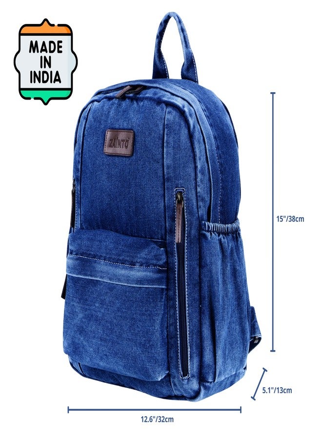 ZAINTO Denim Backpacks for men and women Stylish Outdoor Travel Commute Daypack Large Capacity Schoolbag College Students Junior High School Students Bookbag - Image 5