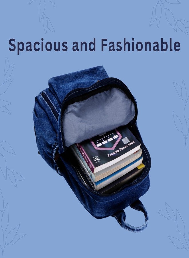 ZAINTO Denim Backpacks for men and women Stylish Outdoor Travel Commute Daypack Large Capacity Schoolbag College Students Junior High School Students Bookbag - Image 4