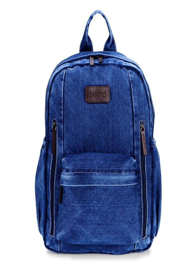 ZAINTO Denim Backpacks for men and women Stylish Outdoor Travel Commute Daypack Large Capacity Schoolbag College Students Junior High School Students Bookbag - Image 1