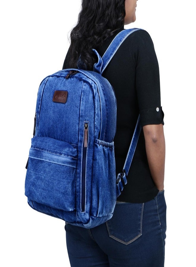 ZAINTO Denim Backpacks for men and women Stylish Outdoor Travel Commute Daypack Large Capacity Schoolbag College Students Junior High School Students Bookbag - Image 2