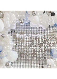 Beauenty Easy Setup 12 Panels Silver Sequin Shimmer Wall Backdrop Panels for Party Decor for Wedding, Anniversary, Birthday, Engagement and Bachelorette Party (Silver)  - Image 4