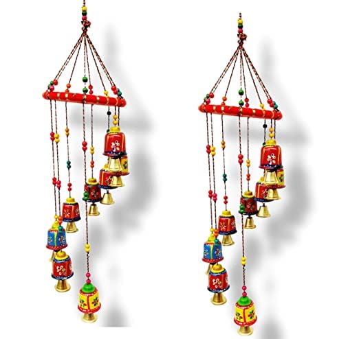 AIVIK Home Dcor Paper Mache Elephant Door Hangings for Main Door Living Rooms Rajasthani Handicraft Wall Hanging Screen Wind Chimes Multicolour Pair Ladi Set of 2 Piece 1 Pair - Image 1