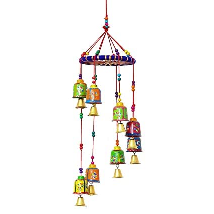 AIVIK Home Dcor Paper Mache Elephant Door Hangings for Main Door Living Rooms Rajasthani Handicraft Wall Hanging Screen Wind Chimes Multicolour Pair Ladi Set of 2 Piece 1 Pair - Image 2