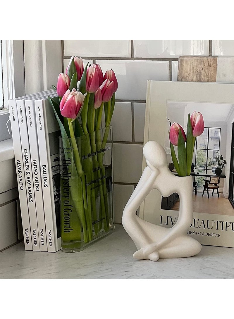 SYOSI مزهرية أكريليك شفافة من SYOSI، ديكور غرفة جمالي، مزهرية مزخرفة بنكهة فنية وثقافية، لإضفاء لمسة فريدة على منزل وغرفة نوم ومكتب، كتاب عن الزهور - Image 3