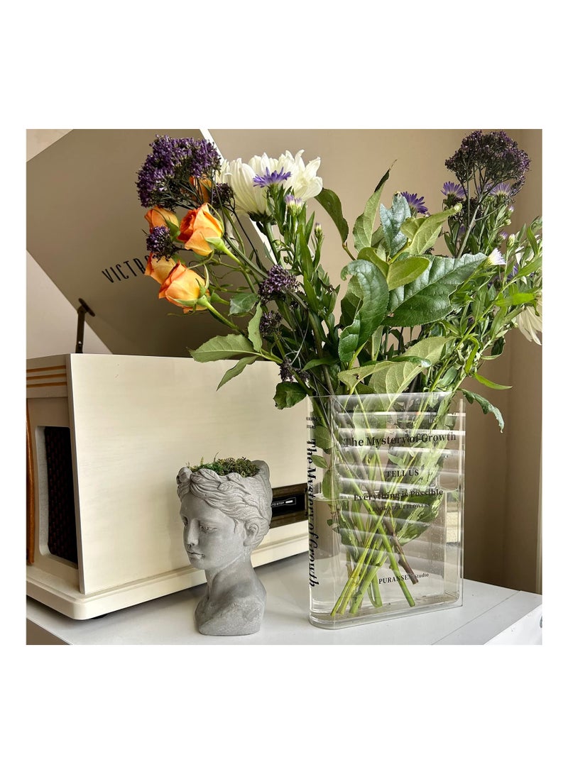 SYOSI مزهرية أكريليك شفافة من SYOSI، ديكور غرفة جمالي، مزهرية مزخرفة بنكهة فنية وثقافية، لإضفاء لمسة فريدة على منزل وغرفة نوم ومكتب، كتاب عن الزهور - Image 4