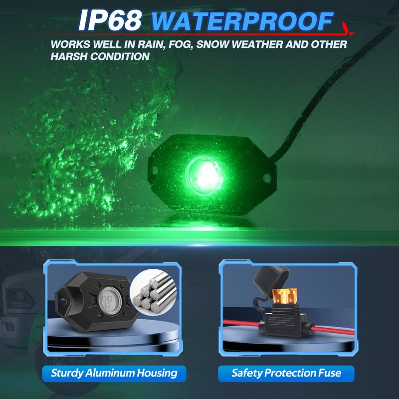 MICTUNING أضواء الصخور LED RGB من MICTUNING الجيل الثاني مع وحدة تحكم بلوتوث، وظيفة توقيت، وضع الموسيقى - مجموعة أضواء نيون LED متعددة الألوان مكونة من 8 وحدات - Image 5