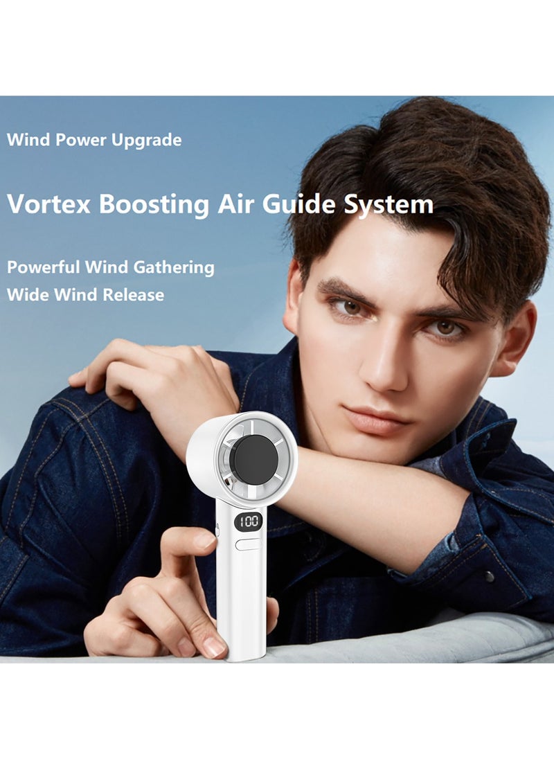 Generic Handheld Stepless Speed Adjustable Fan, Portable Personal Fan with LED Display, Mini Fan with 1-120 Speed, Desk Fan Rechargeable Hand Held Fan for Travel or Office(White)  - Image 3