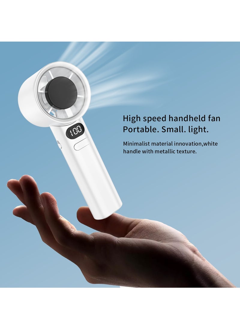 Generic Handheld Stepless Speed Adjustable Fan, Portable Personal Fan with LED Display, Mini Fan with 1-120 Speed, Desk Fan Rechargeable Hand Held Fan for Travel or Office(White)  - Image 1