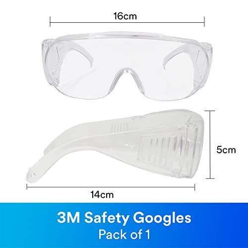 3M 1611 Safety Goggles Hard Coat Eyewear, Over The Spectalar Eye Protector, Anti Pollution Goggles For Multipurpose Use In Riding Motorcycle, Construction, Clear Transparent Goggles (Pack of 1) - Image 2