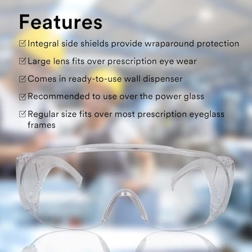 3M 1611 Safety Goggles Hard Coat Eyewear, Over The Spectalar Eye Protector, Anti Pollution Goggles For Multipurpose Use In Riding Motorcycle, Construction, Clear Transparent Goggles (Pack of 1) - Image 4