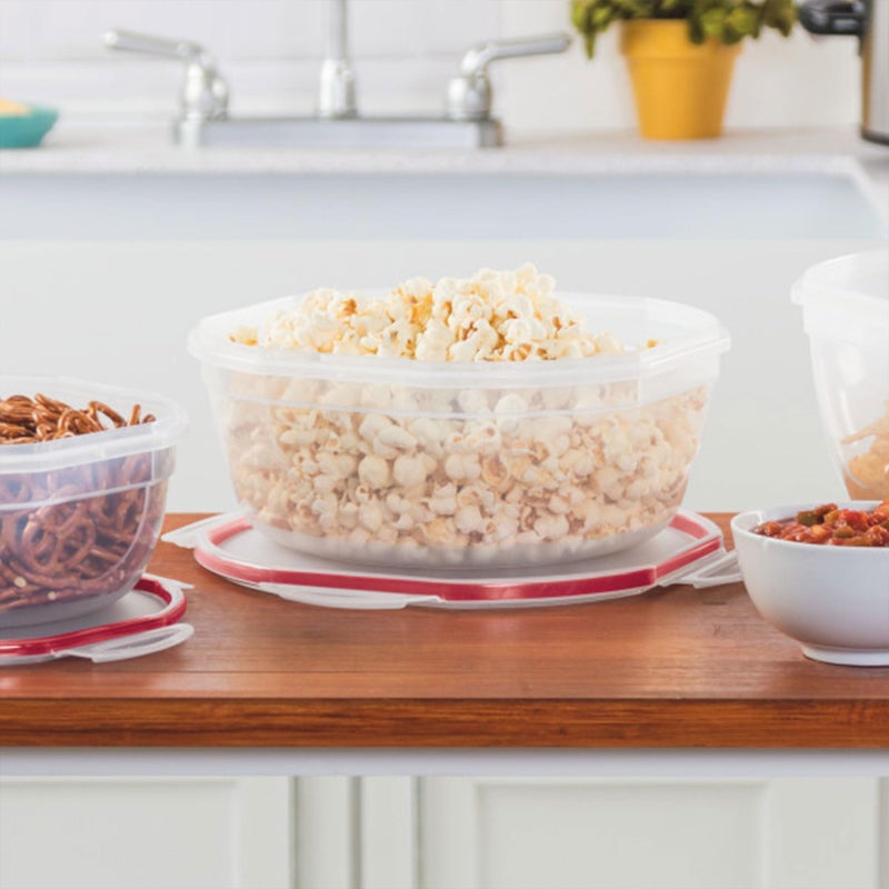 Sterilite Ultra-Seal 4.7 Qt Bowl  Large Airtight Food Storage Container  Latching Lid  Microwave and Dishwasher Safe  Clear With Red Gasket  8-Pack - Image 3