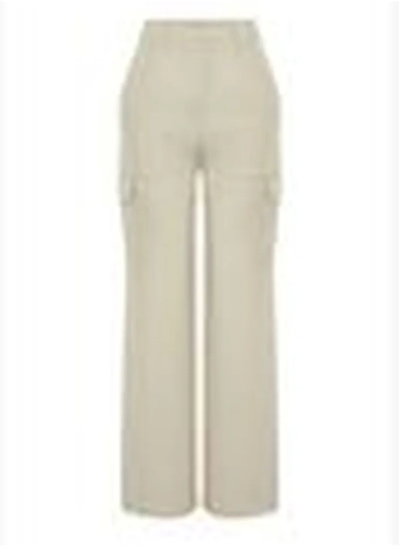 trendyol Mink Cargo Wide Leg Contrast Stitch Detail Woven Trousers TWOSS21PL0288
